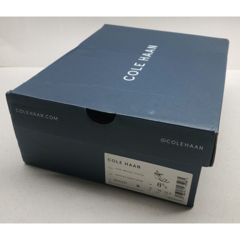Cole Haan Josie Wedge Heel Sandals Crystal Gray Satin W30331 Women's Sz 8.5B NEW - Picture 10 of 11